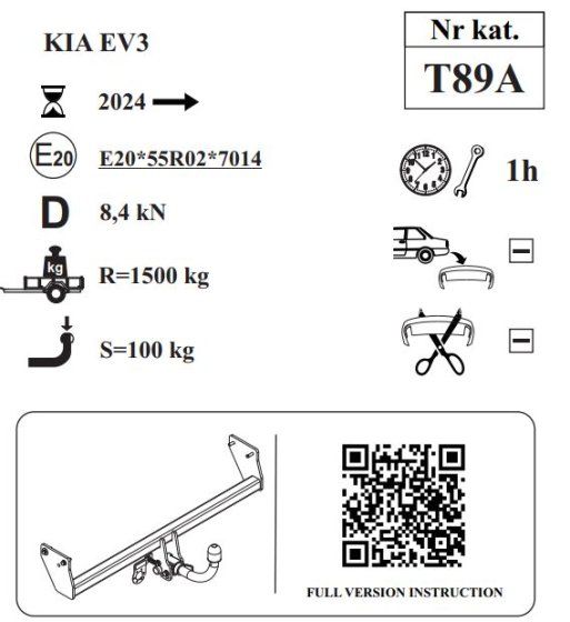 Auto sakabes āķis KIA EV3